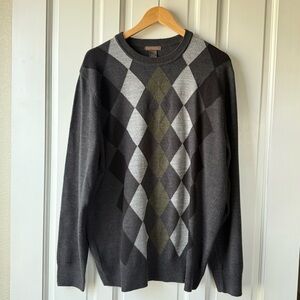 Dockers Men's Argyle V-Neck Gray Sweater - Sz XL
